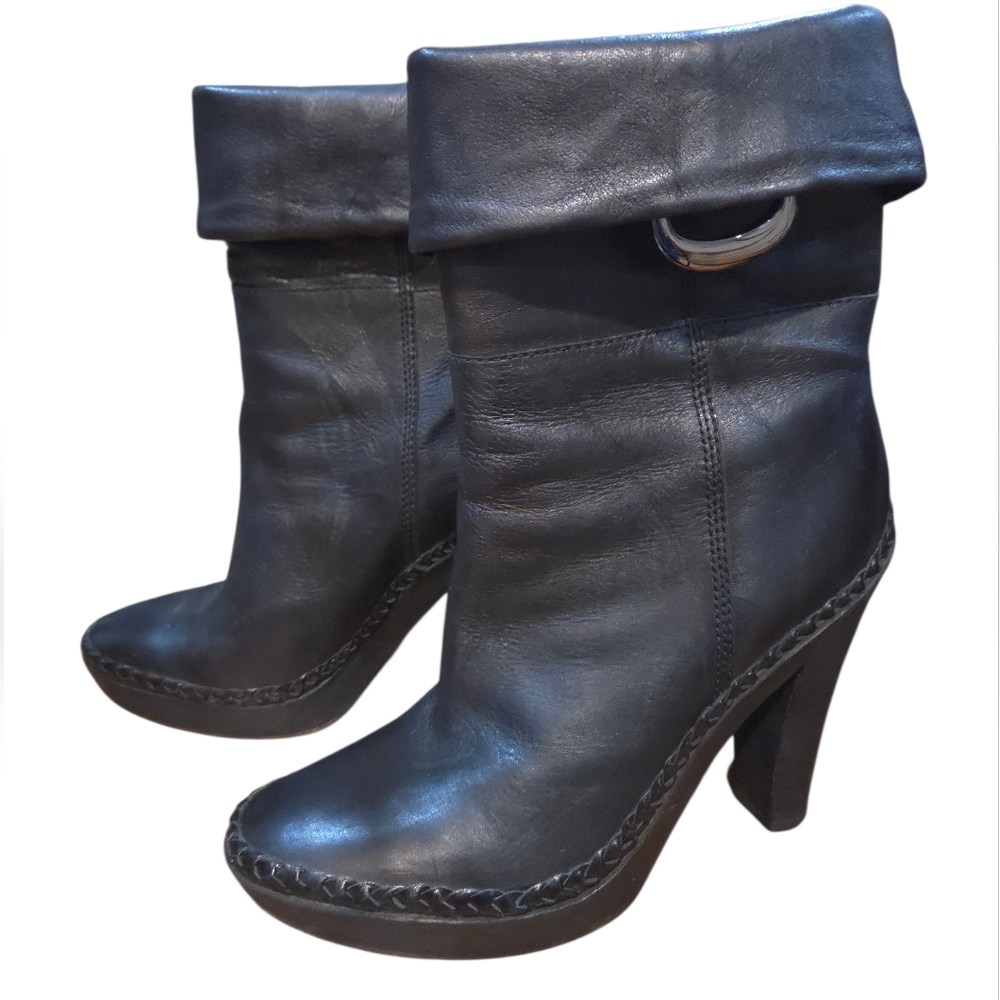 Nike Air - G Series Elegant Black Mid Calf Leather Boots Women's Size 7.5 - Picture 2 of 9